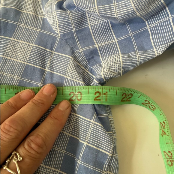 Free People Time Out Lace Blue Plaid 3/4 Sleeve Oversized Tunic size XL - Picture 6 of 8